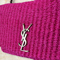 Yves Saint Laurent Kate Medium Raffia Crossbody – Pink (Ungetragen)